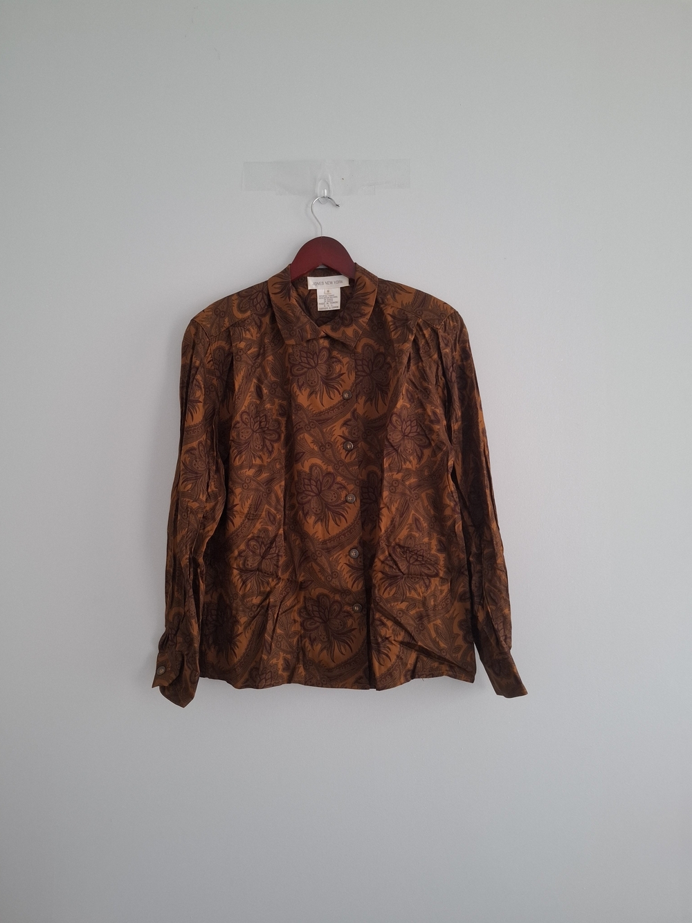 Women's Vintage Brown Floral-Pattern Skirt Suit Set